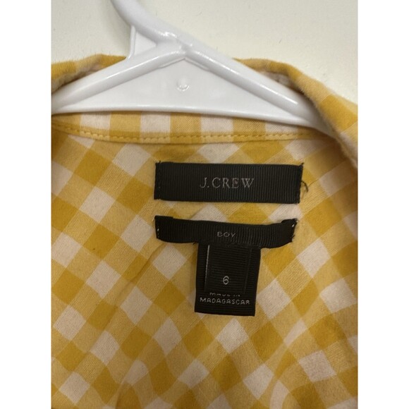 J.Crew Boy Fit Yellow Gingham Button-Up Shirt Size 6 Women’s Long Sleeve - Picture 2 of 4